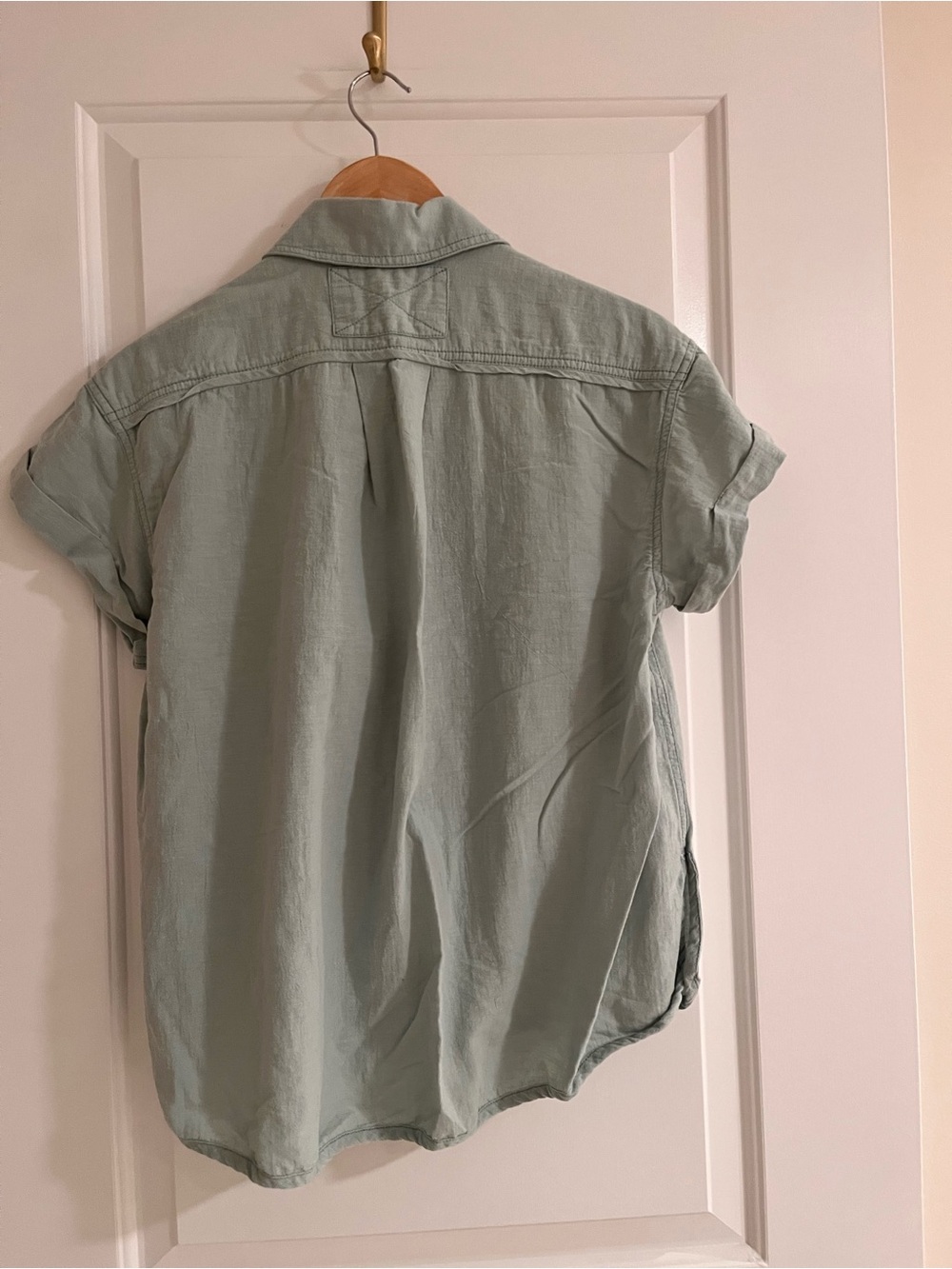 Free People Relaxed Short-Sleeve Button-Down Shirt in Mint - Picture 3 of 11